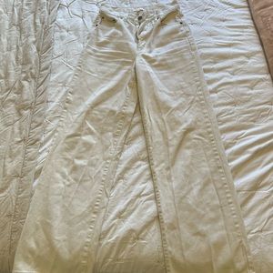 GB high waisted wide leg white jeans